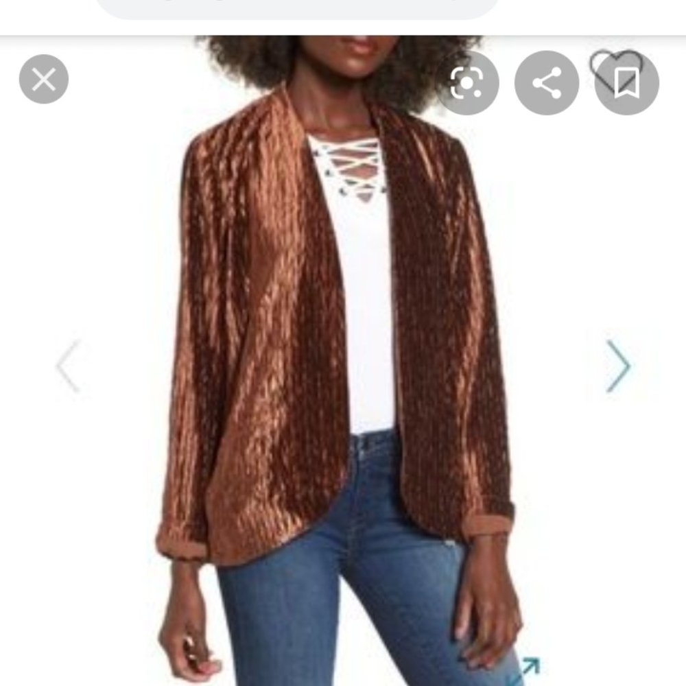 Moon River Copper Velvet Blazer